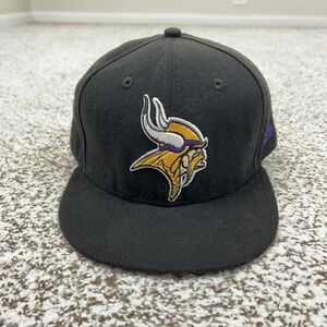 Minnesota Vikings Hat Cap Fitted Mens 8 Black NFL Football 59FIFTY New Era Sport